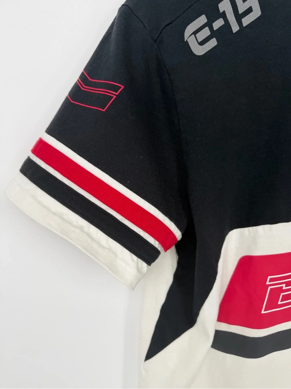 Ecko Unltd. Racing Black White & Red Colorblock Graphic Tee - large